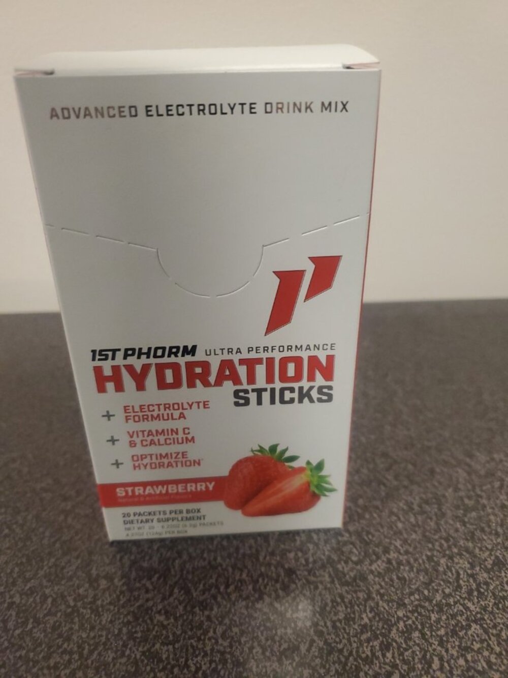 1st Phorm Hydration Sticks Strawberry Electrolyte Drink Mix 20 Packets Vit C Ca…